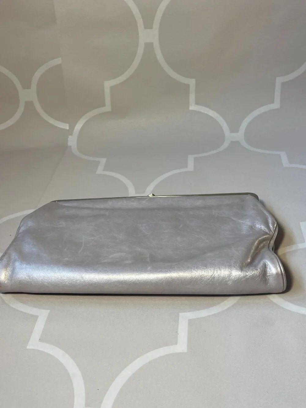 HOBO Large Leather Double Kisslock Frame Clutch Organizer Handbag